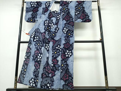 平和屋着物∴夏物 浴衣 有松鳴海絞り 籬花文 綿 逸品 CABD2568ng