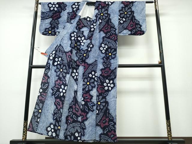 平和屋着物∴夏物 浴衣 有松鳴海絞り 籬花文 綿 逸品 CABD2568ng