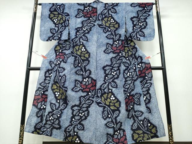 平和屋着物∴夏物 浴衣 有松鳴海絞り 枝牡丹 綿 逸品 CABD2574ng