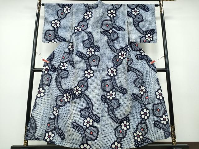平和屋着物∴夏物 浴衣 有松鳴海絞り 花唐草文 綿 逸品 CABD2575ng