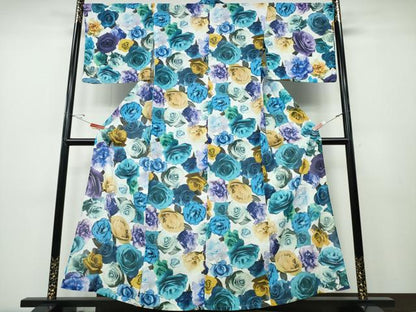 平和屋着物∴夏物 浴衣・小紋兼用 薔薇尽くし 洗える着物 CABD2576ng