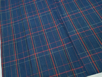 平和屋着物∴夏物 阿波しじら織 浴衣 格子柄 綿 逸品 未使用 CABD2578ng
