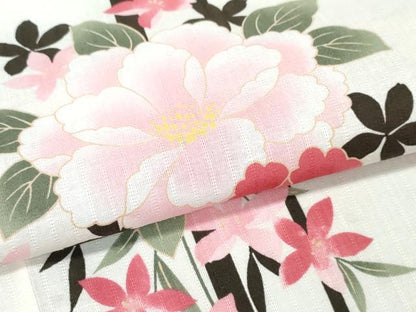 平和屋着物∴夏物 浴衣 牡丹 間道 綿 逸品 CABD2582ng