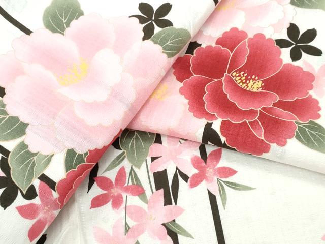平和屋着物∴夏物 浴衣 牡丹 間道 綿 逸品 CABD2582ng