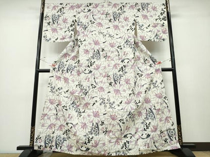 平和屋着物∴夏物 浴衣 ゆり 百合草花文 嵐山よしむら 綿 逸品 CABD2583ng