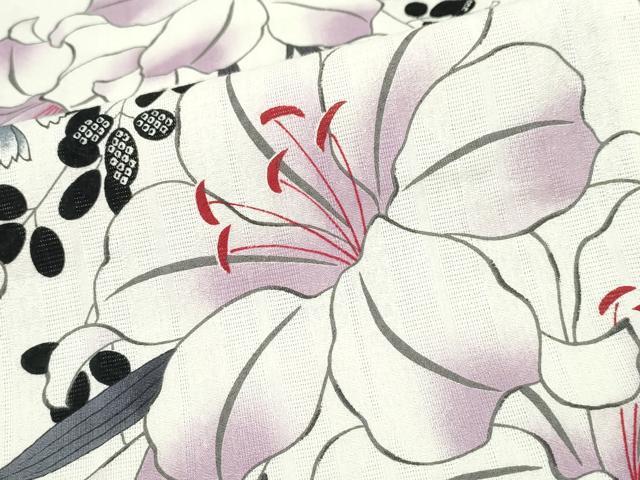 平和屋着物∴夏物 浴衣 ゆり 百合草花文 嵐山よしむら 綿 逸品 CABD2583ng
