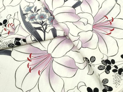 平和屋着物∴夏物 浴衣 ゆり 百合草花文 嵐山よしむら 綿 逸品 CABD2583ng