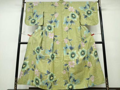 平和屋着物∴夏物 浴衣 舞蝶花文 綿 逸品 CABD2584ng