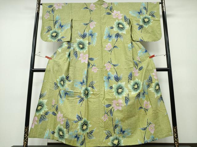 平和屋着物∴夏物 浴衣 舞蝶花文 綿 逸品 CABD2584ng