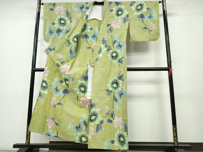 平和屋着物∴夏物 浴衣 舞蝶花文 綿 逸品 CABD2584ng