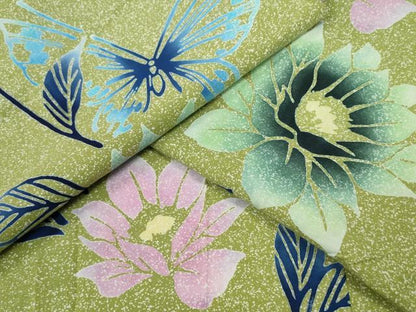 平和屋着物∴夏物 浴衣 舞蝶花文 綿 逸品 CABD2584ng