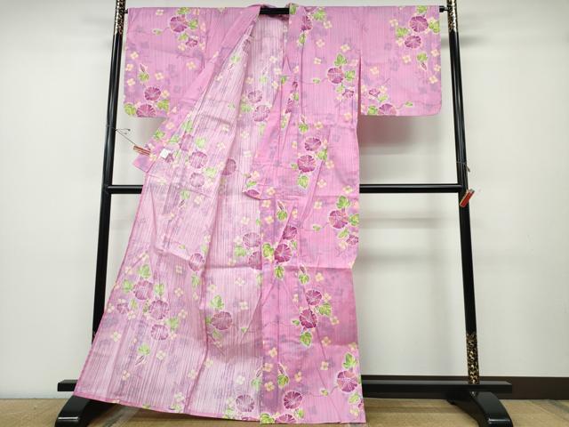 平和屋着物∴夏物 浴衣 朝顔 綿 逸品 未使用 CABD2585ng