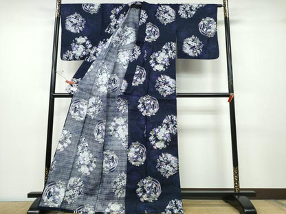 平和屋着物∴夏物 浴衣 花丸文 綿 逸品 未使用 CABD2586ng