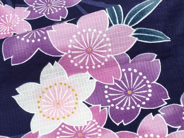 平和屋着物∴夏物 浴衣 綿紅梅 舞桜 麻の葉文様 綿 逸品 CABD2587ng