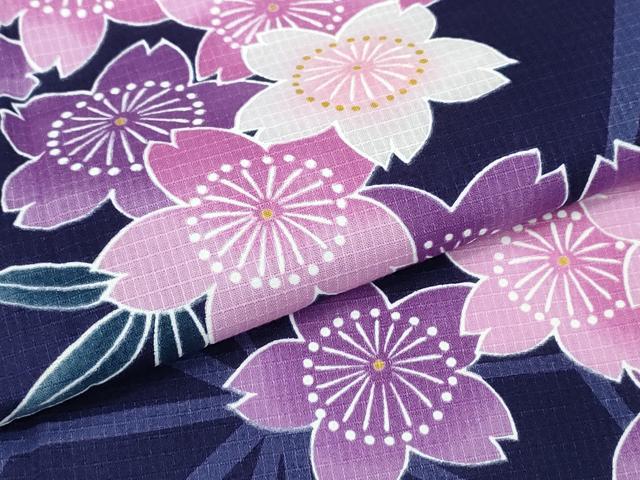 平和屋着物∴夏物 浴衣 綿紅梅 舞桜 麻の葉文様 綿 逸品 CABD2587ng