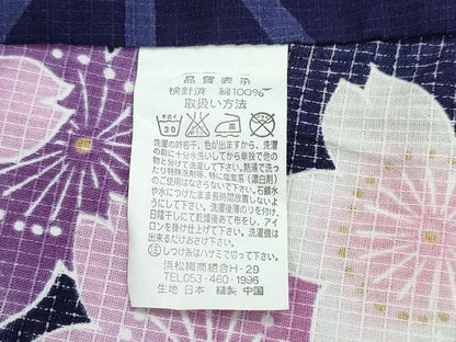 平和屋着物∴夏物 浴衣 綿紅梅 舞桜 麻の葉文様 綿 逸品 CABD2587ng