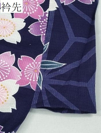 平和屋着物∴夏物 浴衣 綿紅梅 舞桜 麻の葉文様 綿 逸品 CABD2587ng