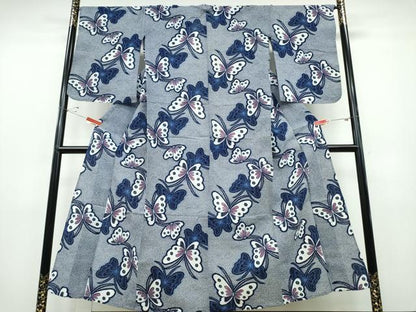 平和屋着物∴夏物 浴衣 舞蝶文 綿 逸品 CABD2590ng
