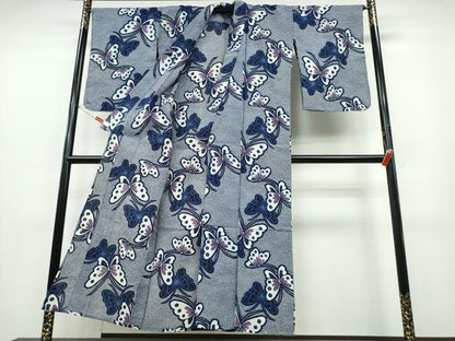 平和屋着物∴夏物 浴衣 舞蝶文 綿 逸品 CABD2590ng