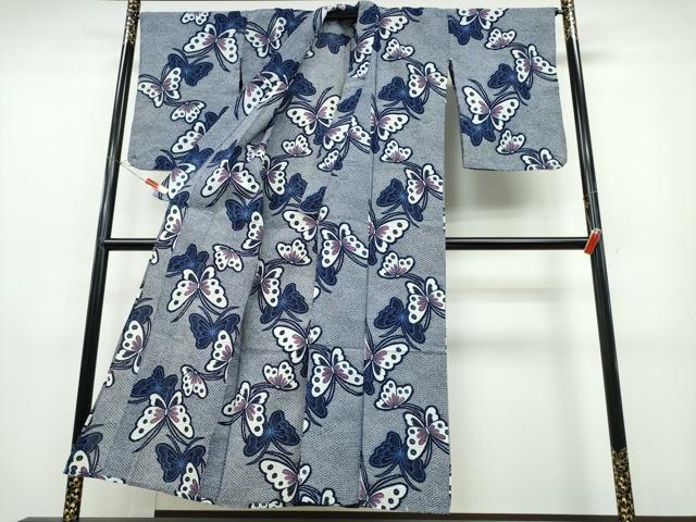 平和屋着物∴夏物 浴衣 舞蝶文 綿 逸品 CABD2590ng