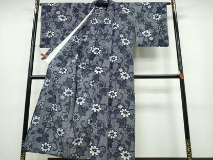 平和屋着物∴夏物 浴衣 枝花文 綿 逸品 CABD2593ng
