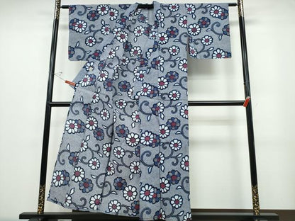 平和屋着物∴夏物 浴衣 菊唐草文 綿 逸品 CABD2594ng