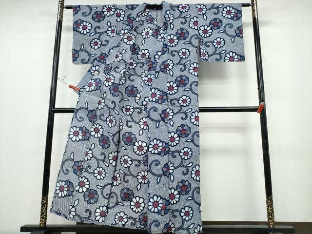 平和屋着物∴夏物 浴衣 菊唐草文 綿 逸品 CABD2594ng