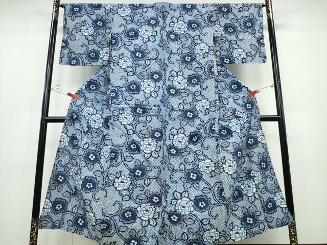 平和屋着物∴夏物 浴衣 牡丹唐草文 綿 逸品 CABD2595ng