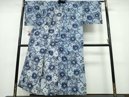平和屋着物∴夏物 浴衣 牡丹唐草文 綿 逸品 CABD2595ng