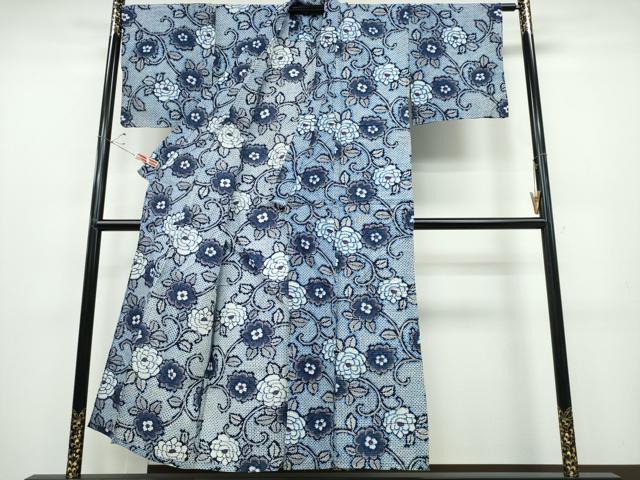 平和屋着物∴夏物 浴衣 牡丹唐草文 綿 逸品 CABD2595ng