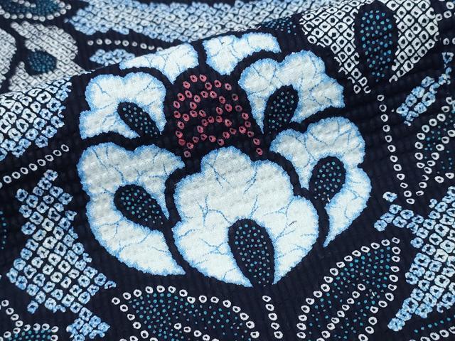 平和屋着物∴夏物 浴衣 流水草花文 綿 逸品 CABD2596ng