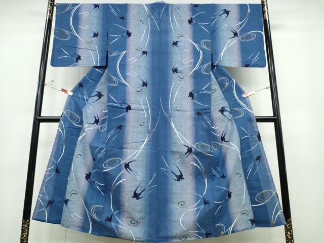 平和屋着物∴夏物 浴衣 ツバメ 燕 間道 綿 逸品 CABD2597ng