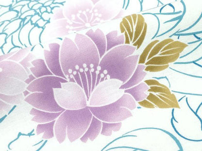 平和屋着物∴夏物 浴衣 乱菊 舞桜 牡丹花文 綿 逸品 CABD2607ng