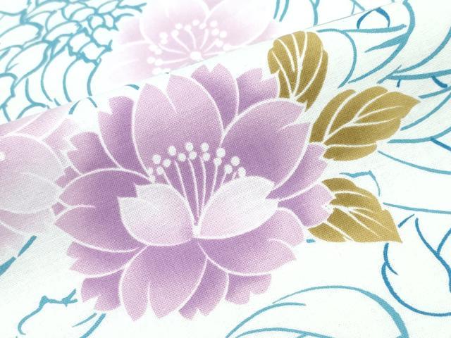 平和屋着物∴夏物 浴衣 乱菊 舞桜 牡丹花文 綿 逸品 CABD2607ng