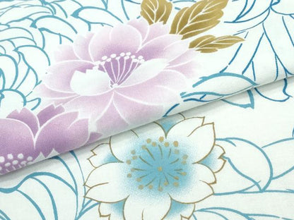 平和屋着物∴夏物 浴衣 乱菊 舞桜 牡丹花文 綿 逸品 CABD2607ng