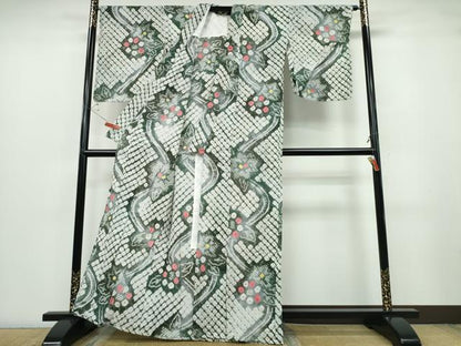 平和屋着物∴夏物 浴衣 有松鳴海絞り 流水舞花文 綿 逸品 CABD2609ng