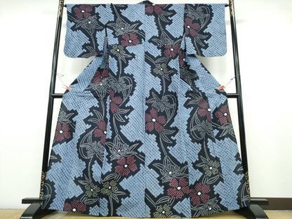 平和屋着物∴夏物 浴衣 有松鳴海絞り 草花文 綿 逸品 CABD2610ng