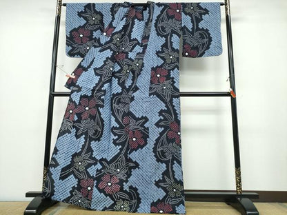 平和屋着物∴夏物 浴衣 有松鳴海絞り 草花文 綿 逸品 CABD2610ng
