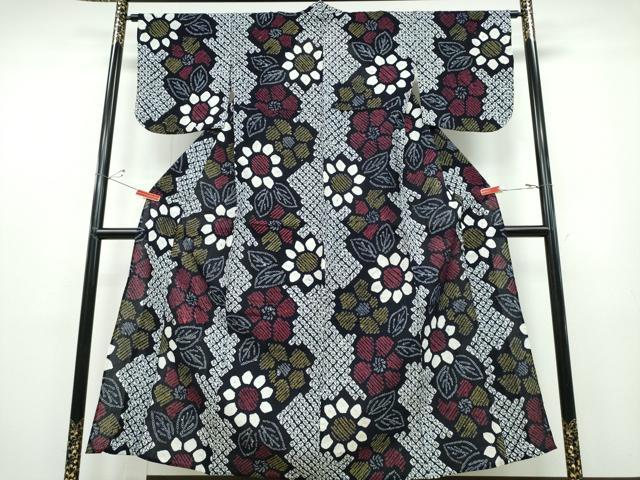 平和屋着物∴夏物 浴衣 有松鳴海絞り 舞花文 綿 逸品 CABD2611ng