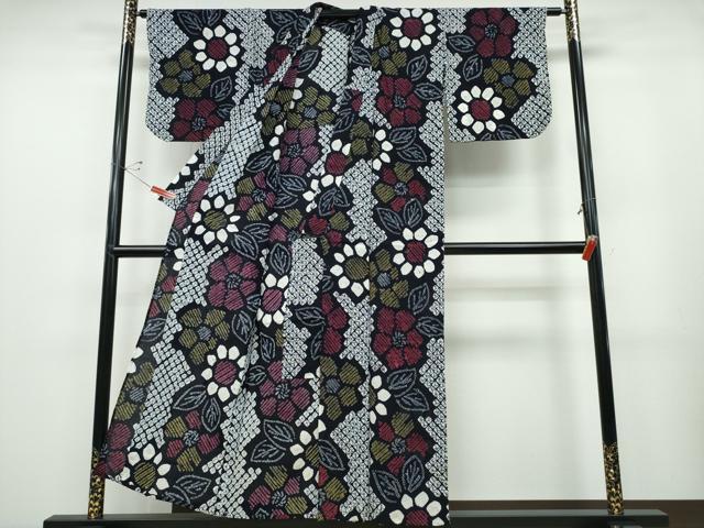 平和屋着物∴夏物 浴衣 有松鳴海絞り 舞花文 綿 逸品 CABD2611ng