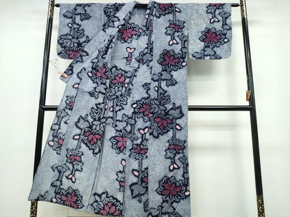 平和屋着物∴夏物 浴衣 有松鳴海絞り 枝牡丹文 綿 逸品 CABD2614ng