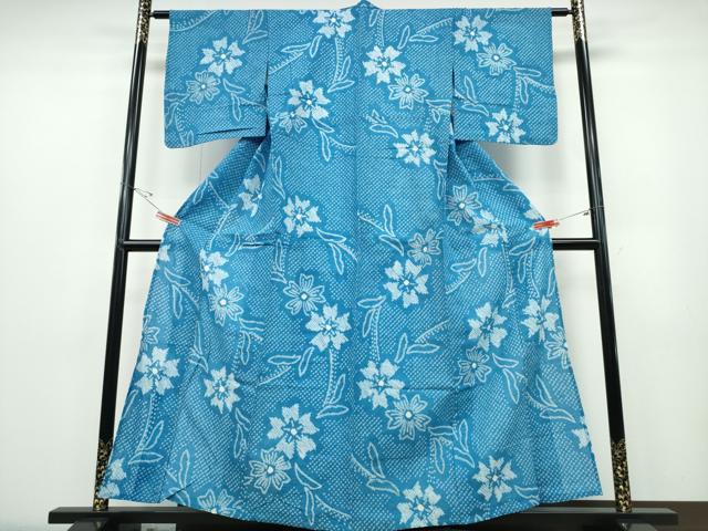 平和屋着物∴夏物　浴衣　有松鳴海絞り　枝花文　綿　逸品　CABD2615ng