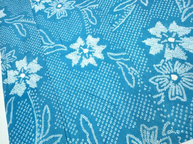 平和屋着物∴夏物　浴衣　有松鳴海絞り　枝花文　綿　逸品　CABD2615ng
