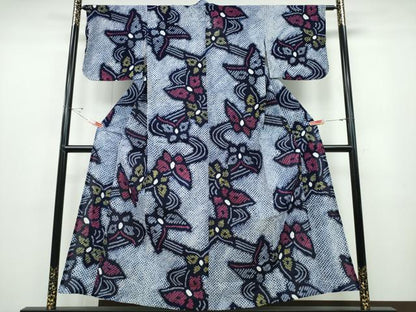 平和屋着物∴夏物 浴衣 有松鳴海絞り 流水舞蝶文 綿 逸品 CABD2617ng