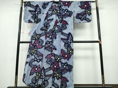 平和屋着物∴夏物 浴衣 有松鳴海絞り 流水舞蝶文 綿 逸品 CABD2617ng
