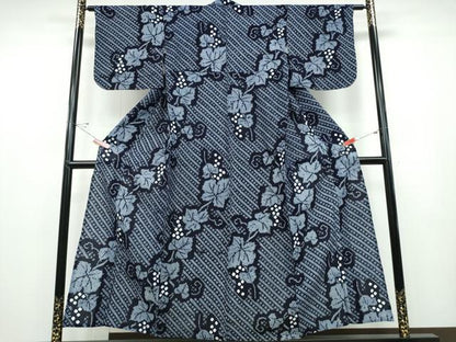 平和屋着物∴夏物 浴衣 有松鳴海絞り 葡萄蔦の葉文 綿 逸品 CABD2618ng