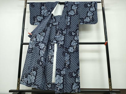 平和屋着物∴夏物 浴衣 有松鳴海絞り 葡萄蔦の葉文 綿 逸品 CABD2618ng