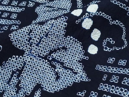 平和屋着物∴夏物 浴衣 有松鳴海絞り 葡萄蔦の葉文 綿 逸品 CABD2618ng