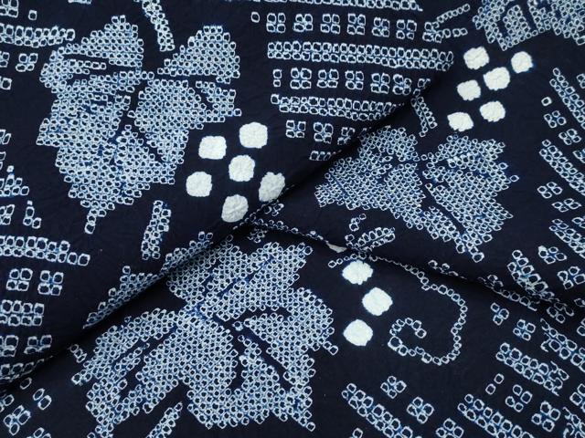 平和屋着物∴夏物 浴衣 有松鳴海絞り 葡萄蔦の葉文 綿 逸品 CABD2618ng