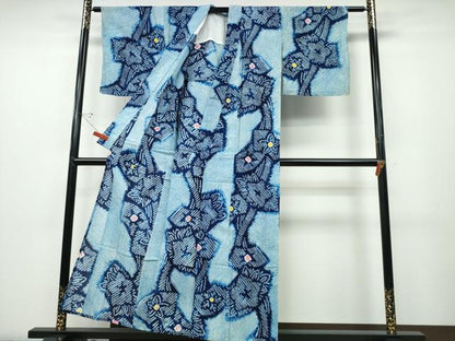 平和屋着物∴夏物 浴衣 有松鳴海絞り 枝花文 綿 逸品 CABD2619ng